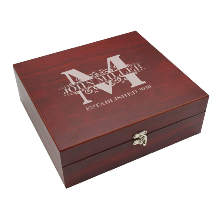 Personalized Royal Monogram Rosewood Finish Martini Set - Image 4