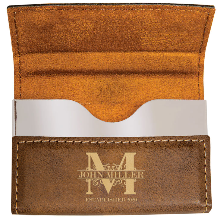 Personalized Royal Monogram  Aluminum and Leatherette Card Holder - Image 5