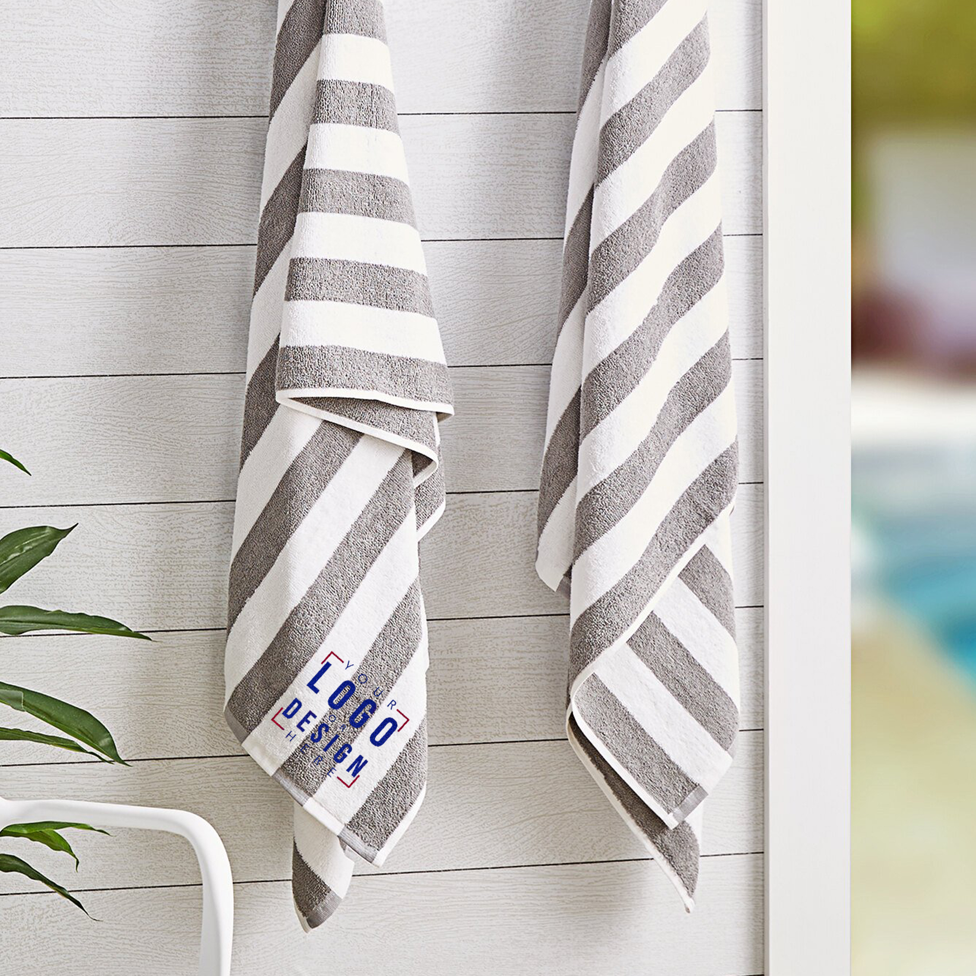 Personalized Striped Cabbana Cotton Beach Towel