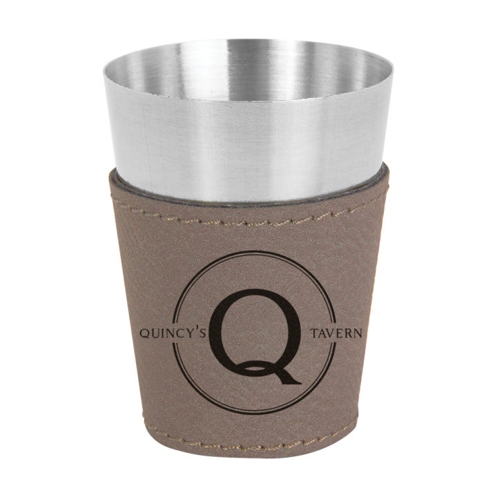 Personalized Tavern Leatherette Stainless Steel Shot Glass Set of 4 - Image 5