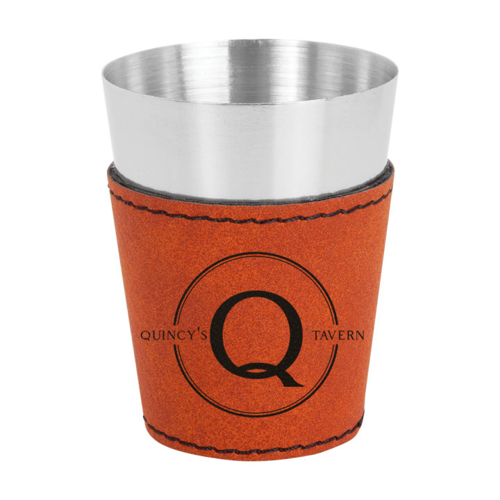 Personalized Tavern Leatherette Stainless Steel Shot Glass Set of 4 - Image 2