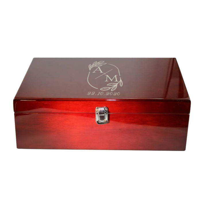 personalized custom laser engraved rosewood double wine bottle box with tools