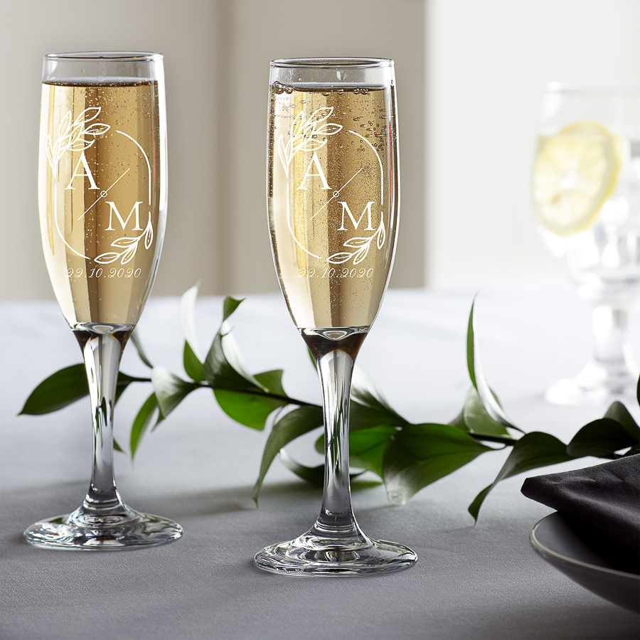 Mr and Mrs Personalized Stemless Champagne Flute Set of 2